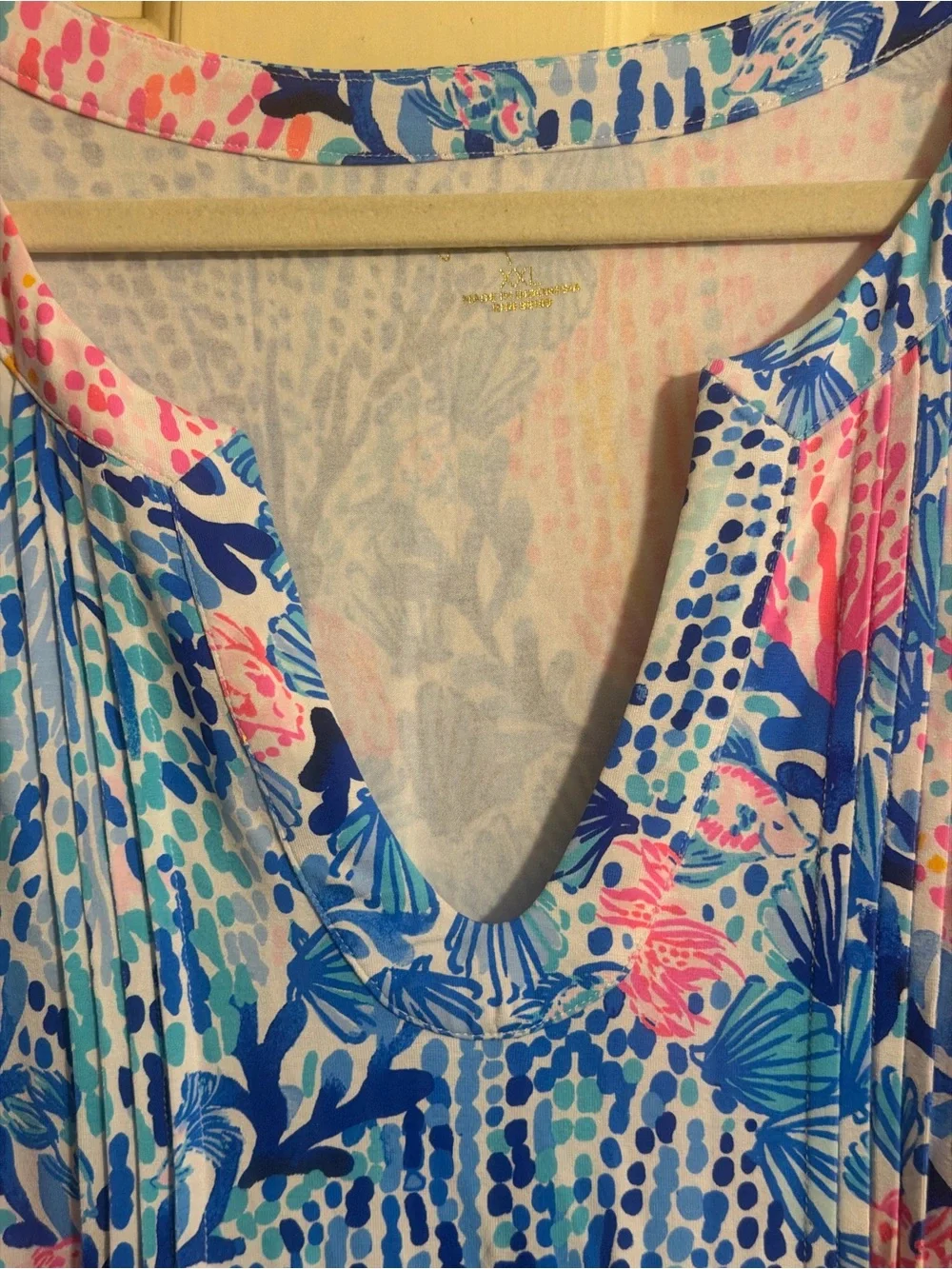 Lilly Pulitzer Blue & Pink Floral V-Neck Swim Coverup - Picture 5 of 7